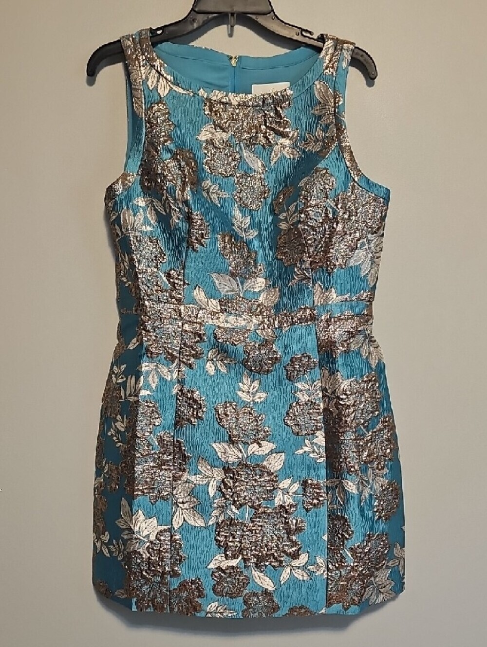 Lilly Pulitzer Caitie Turquoise Floral Fling Metallic Mini Skirted Romper Dress - Picture 2 of 4